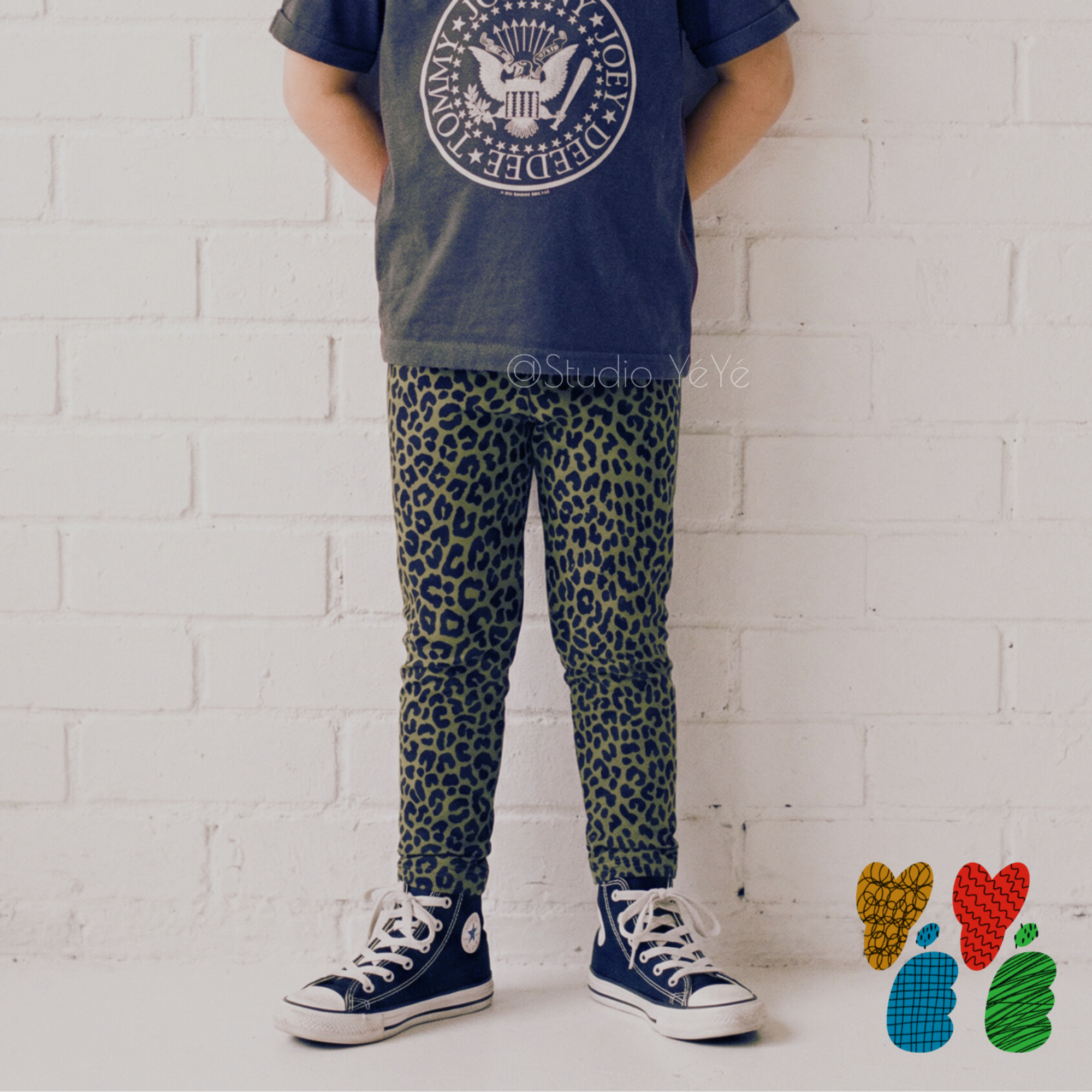 Leopard Lover KIDS Leggings - MOSS GREEN