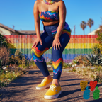 LGBTQ Rainbow Leggings Liquid wavy psychedelic pattern for Pride and Festivals
