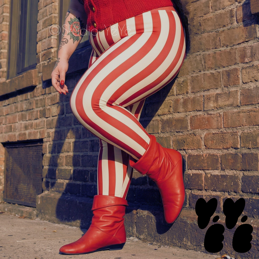 CIRCUS CIRCUS Plus Size Leggings - RED STRIPE