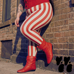 CIRCUS CIRCUS Plus Size Leggings - RED STRIPE