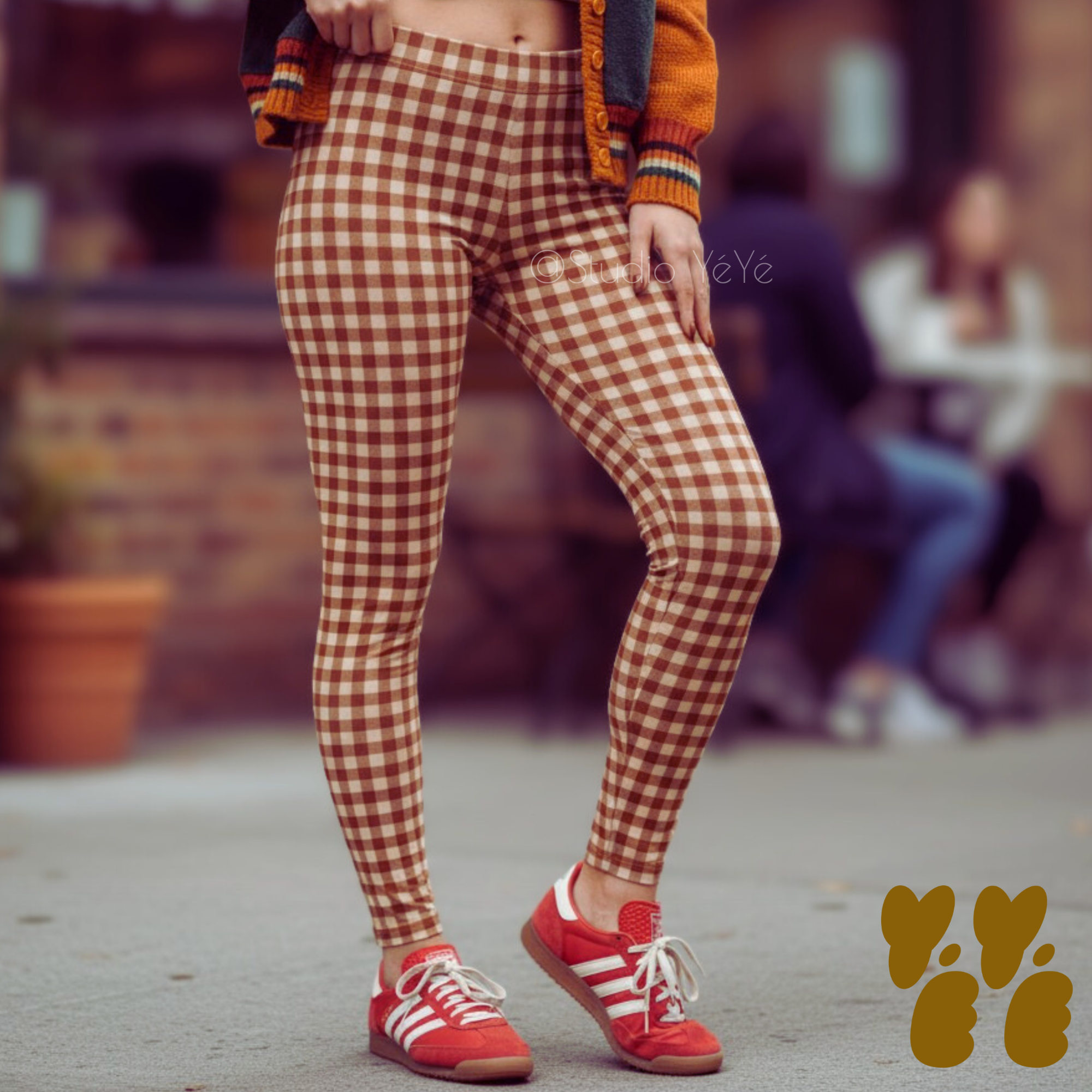 Leggings GINGHAM LOVER - Terracotta + Mauve
