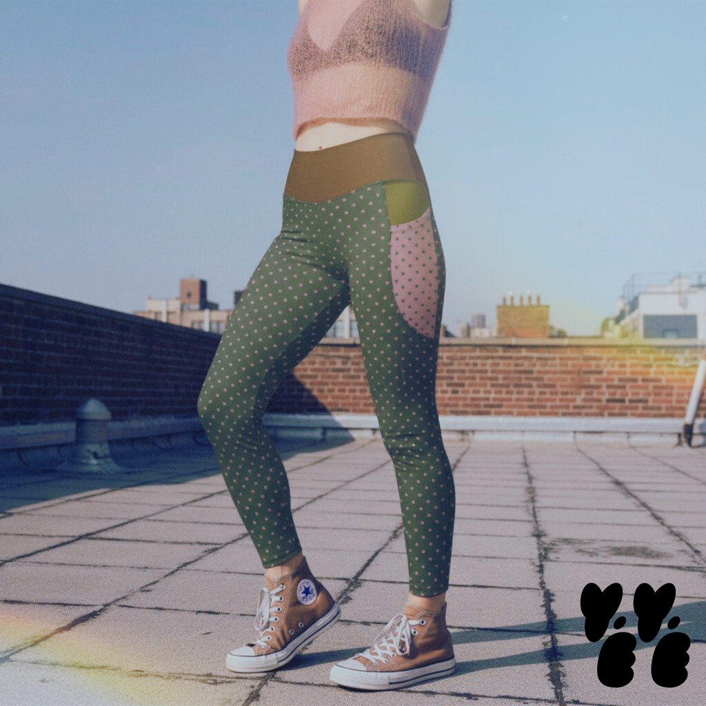 Leggings à pois - Mousse + Rose - Poches 