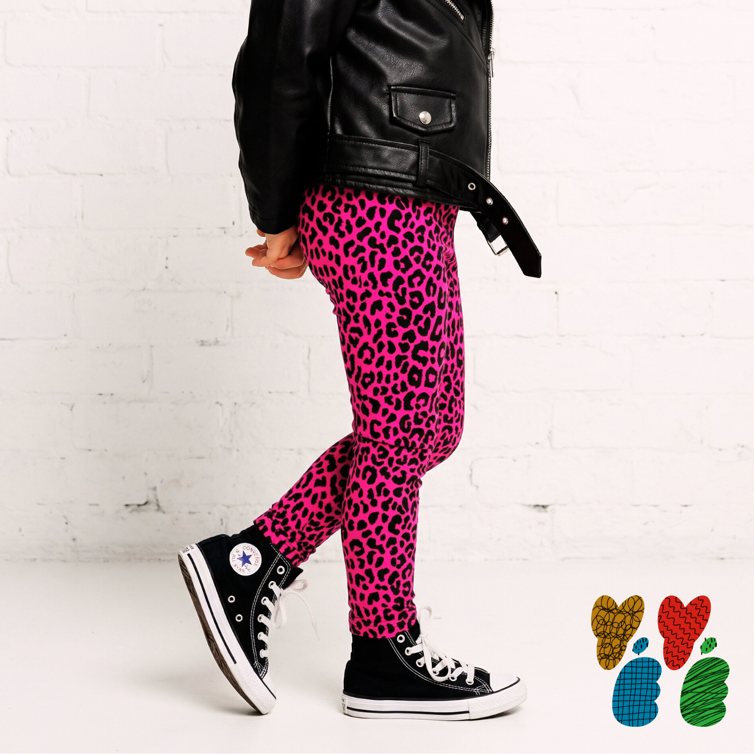 Leggings pour enfants à motif léopard - Fuchsia