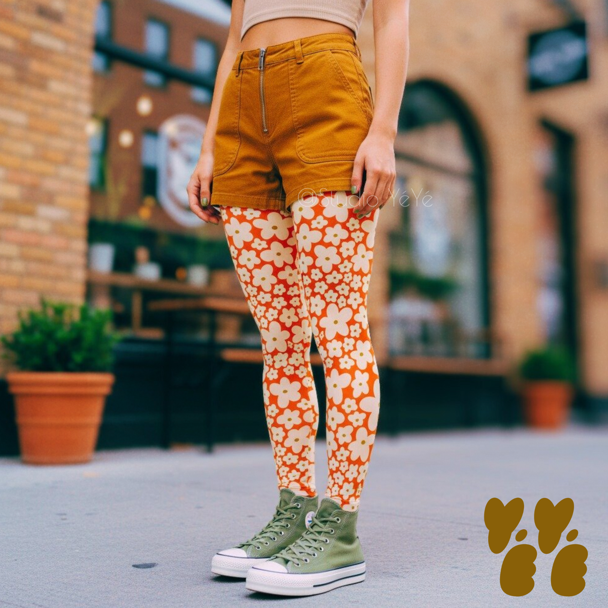 Leggings SUNNY BLOOM - Orange
