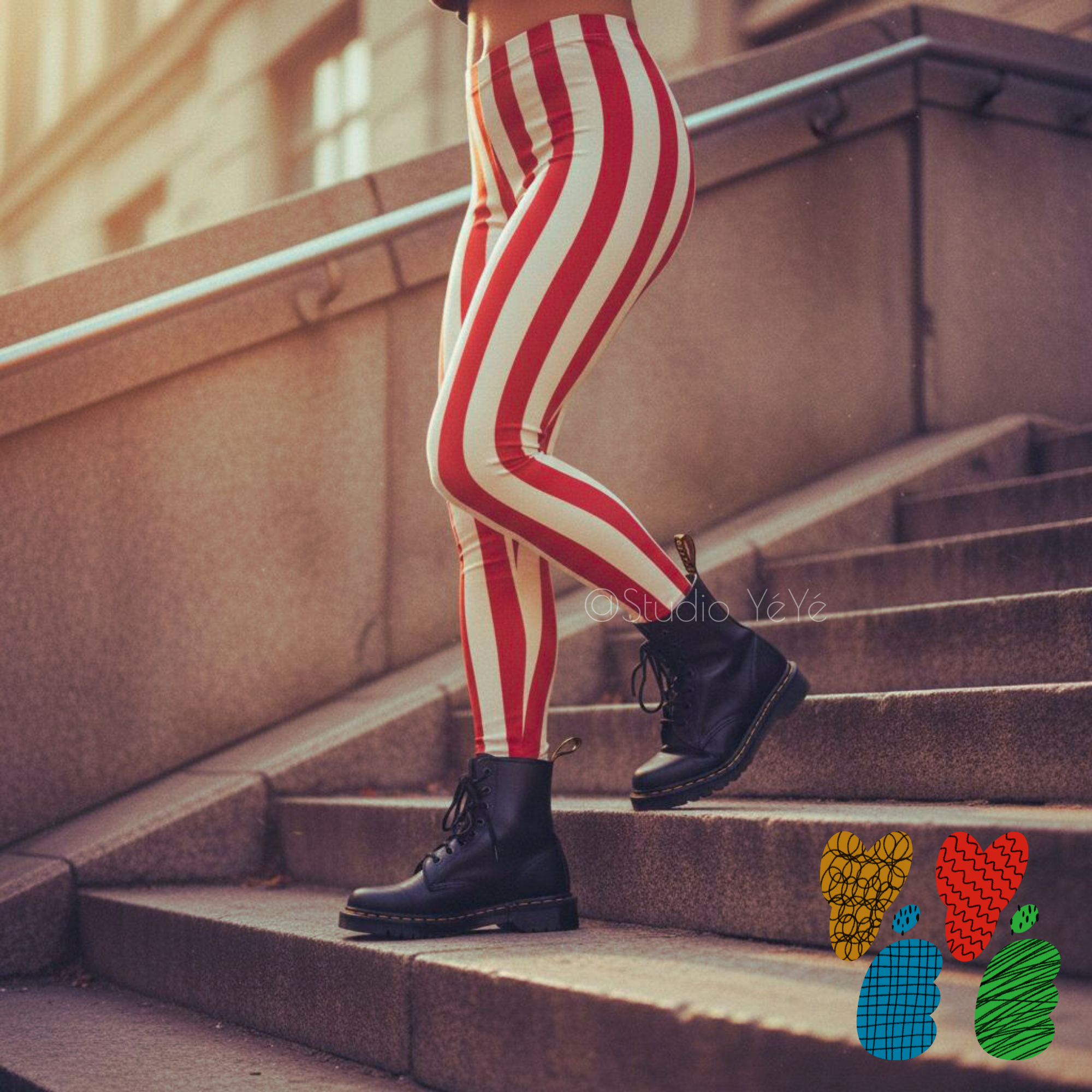 Leggings CIRCUS CIRCUS - RAYURES ROUGES