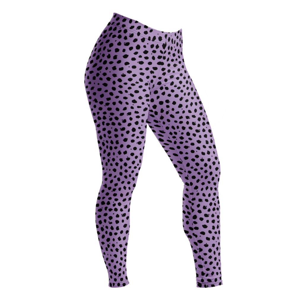 Cheetah-animal-print-leggings-leopard-Lavender-and-Black-Front