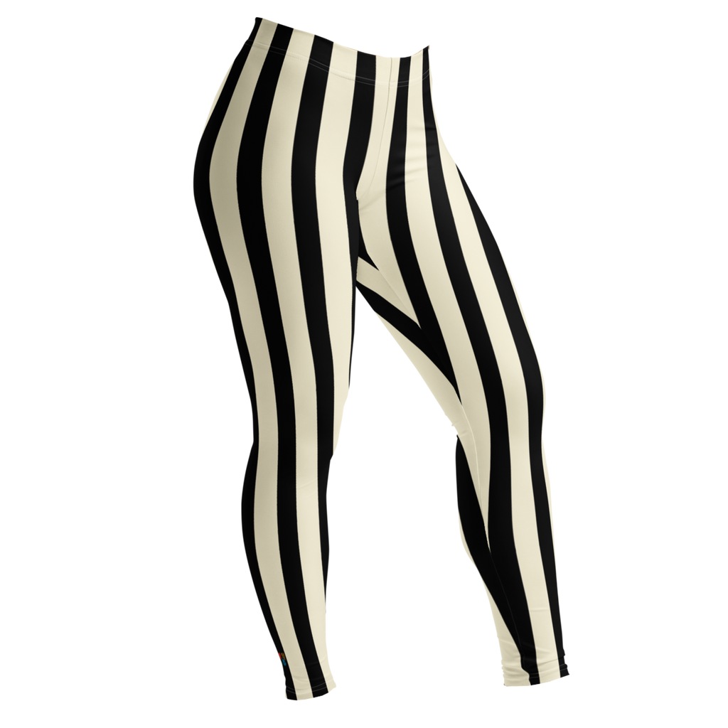 Black and white bold vertical stripe leggings by YéYé