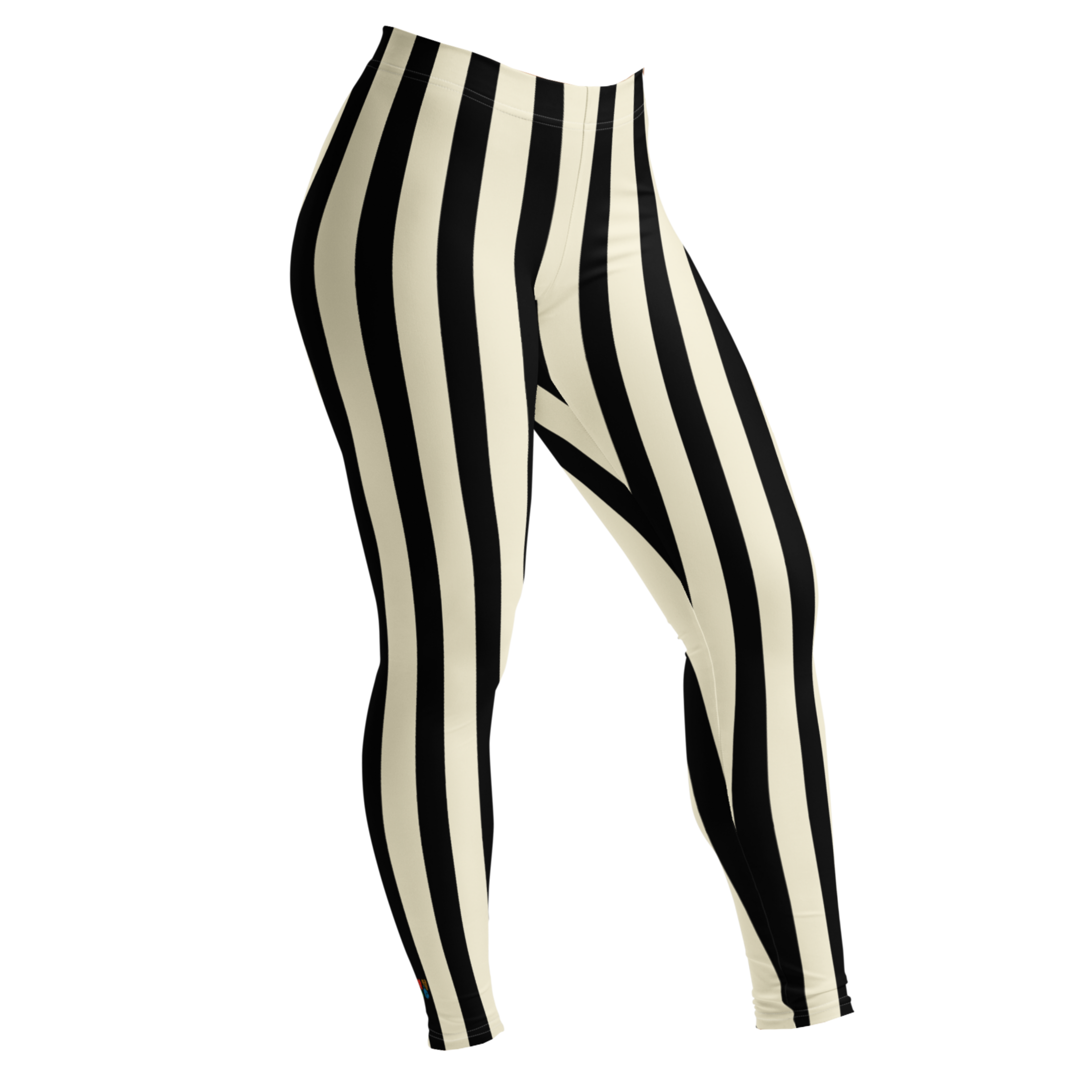 Black and white bold vertical stripe leggings by YéYé