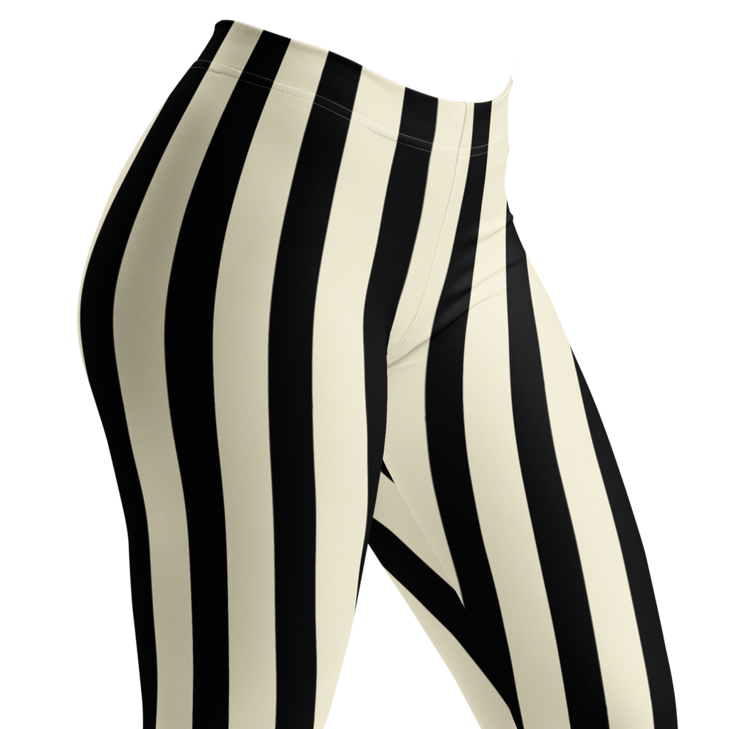 Black and white bold vertical stripe leggings by YéYé