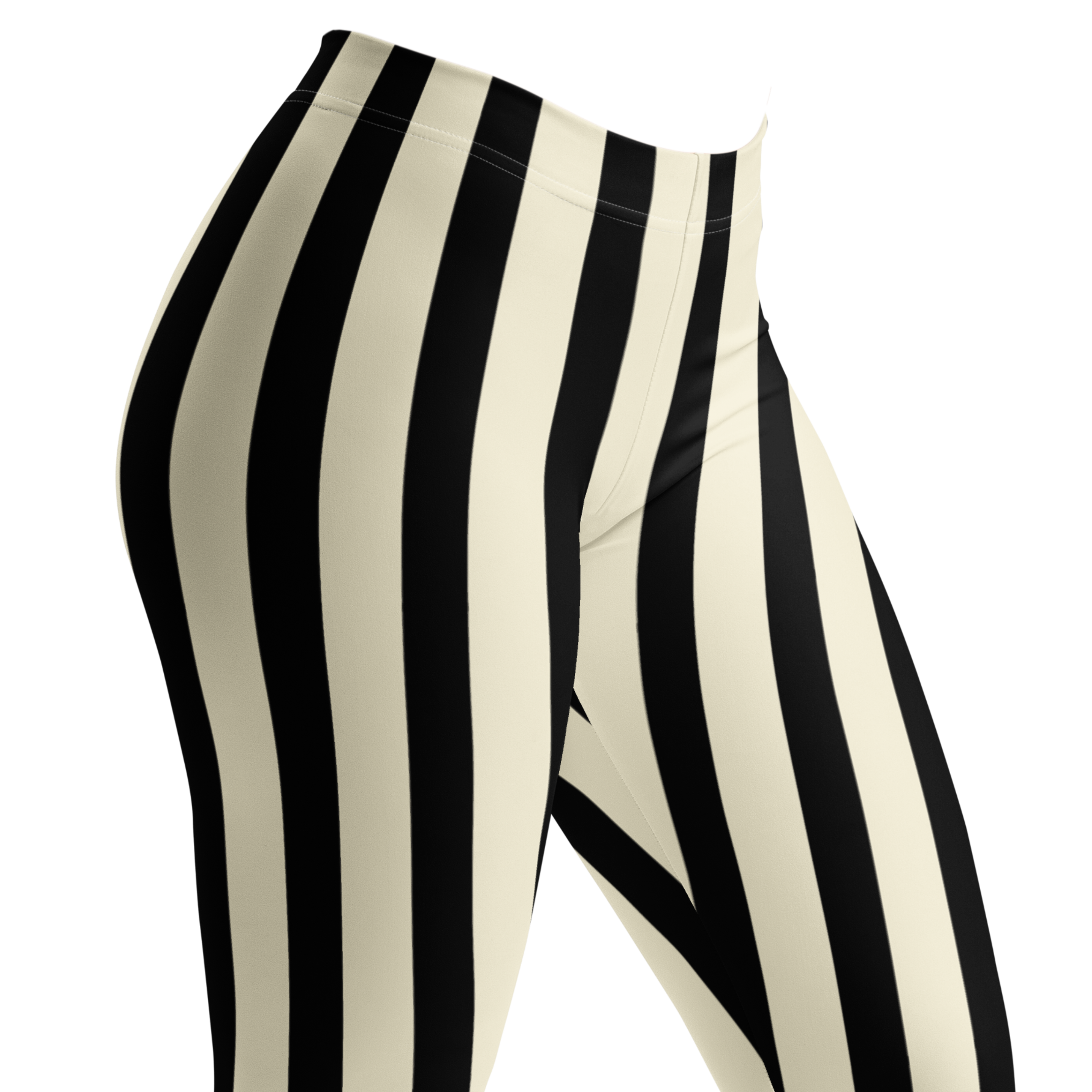 Black and white bold vertical stripe leggings by YéYé