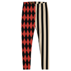 Harlequin-Jester-Vintage-Red-Off-White-Mismatched-Stripe-Leggings-Flat-Front