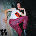Hot pink and black hand-drawn tiger - zebra leggings by YéYé in model punk style