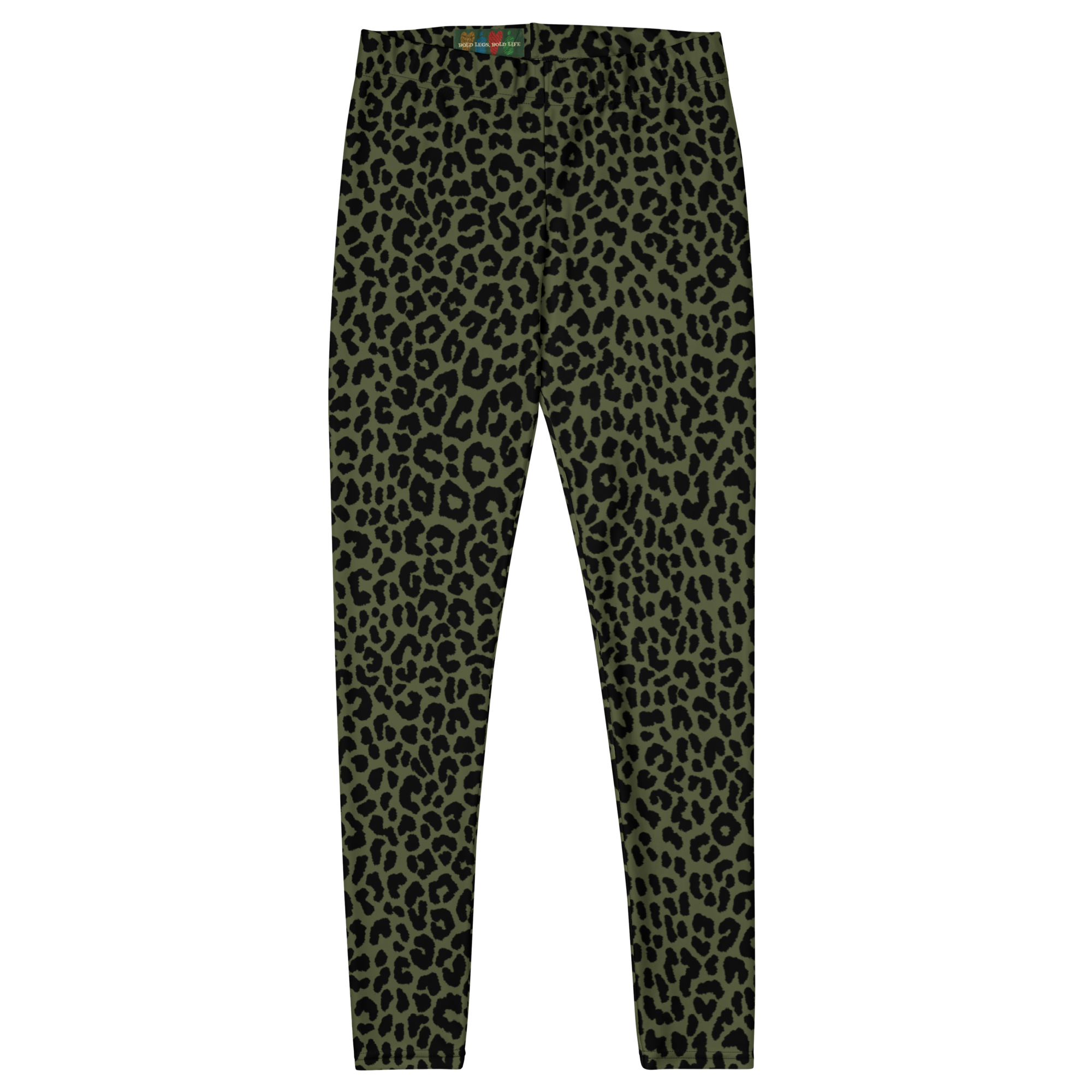 Studio-yeye-Leopard-Animal-Print-Olive-Green-Punk-Style-Leggings-Flat-Front