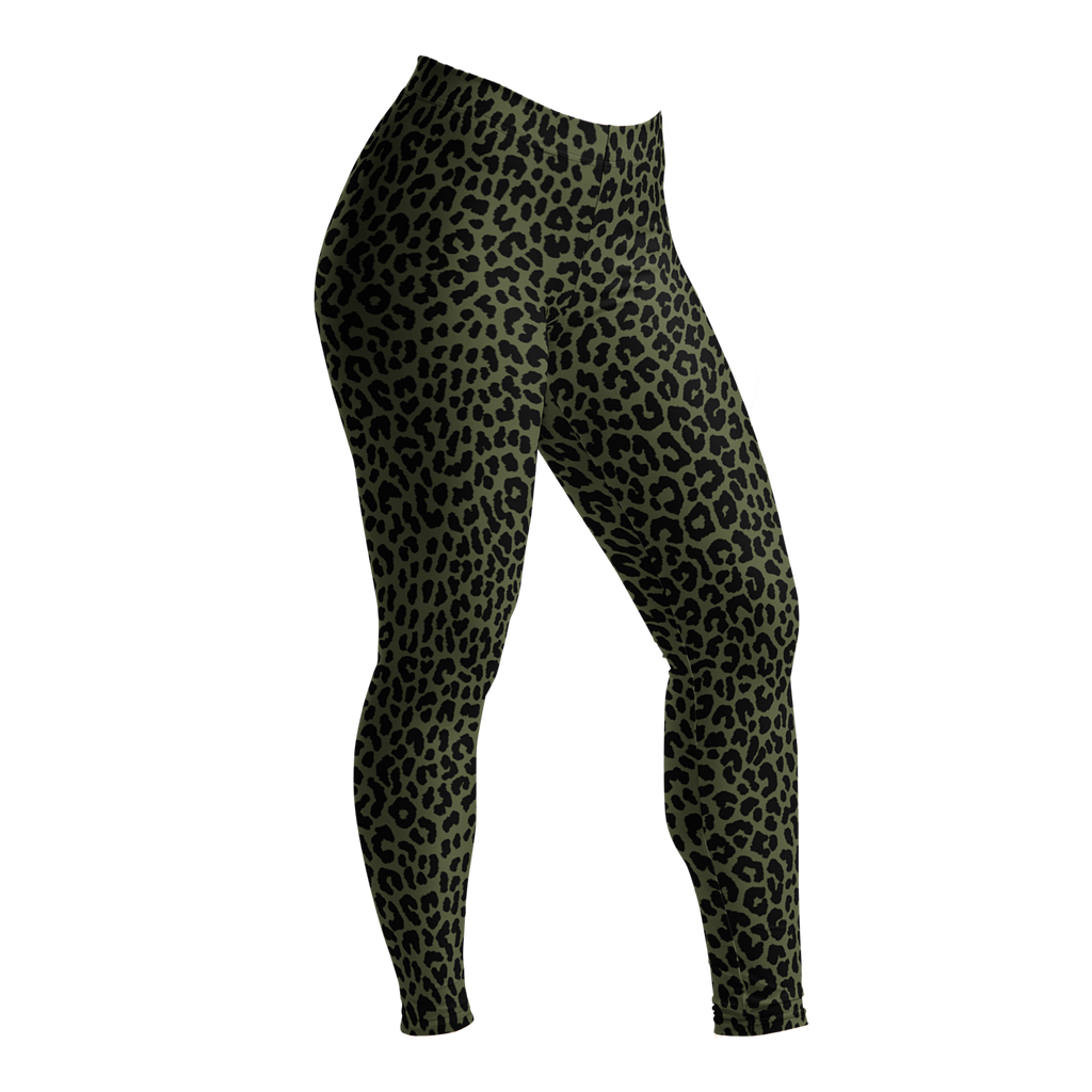 Studio-yeye-Leopard-Animal-Print-Olive-Green-Punk-Style-Leggings-Front