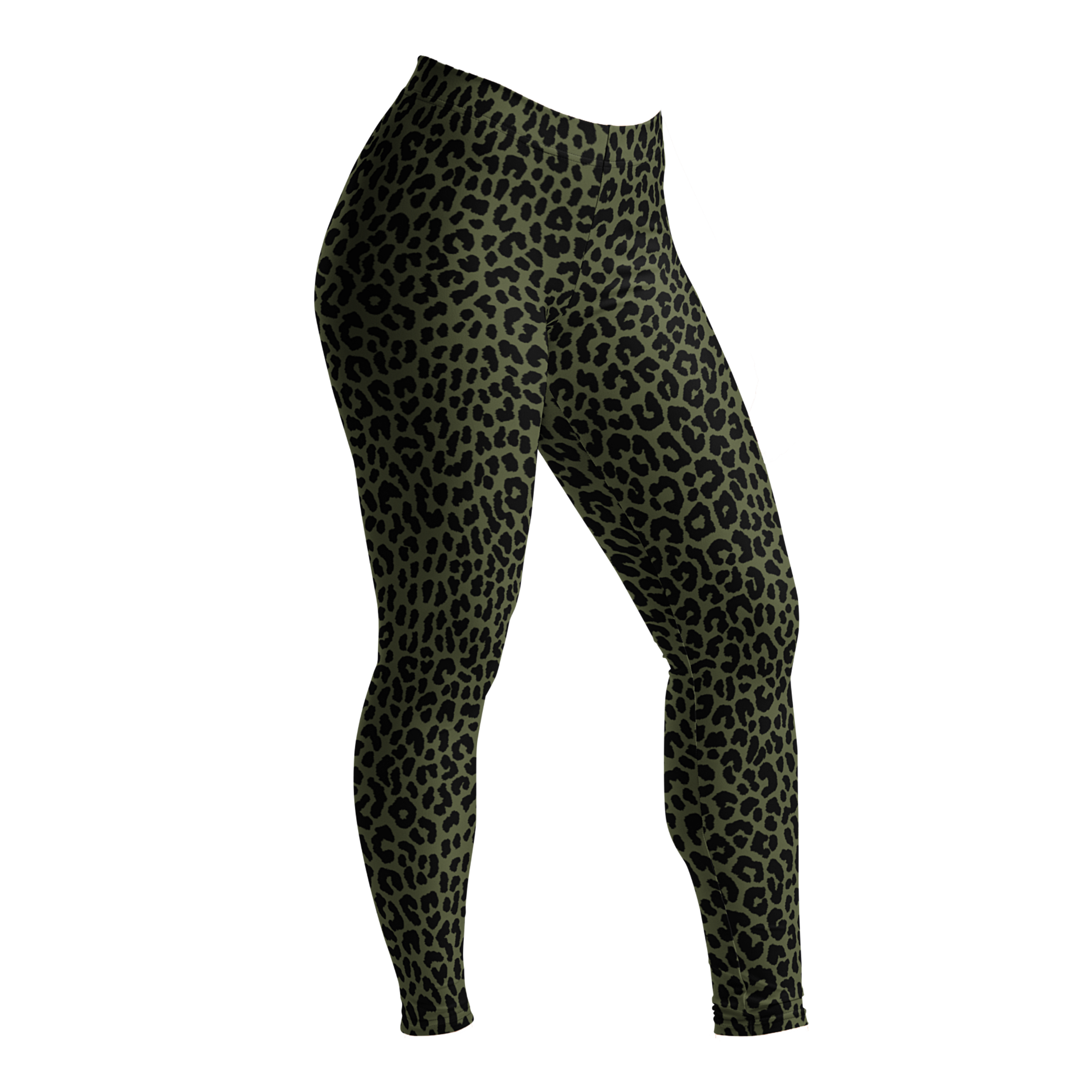 Studio-yeye-Leopard-Animal-Print-Olive-Green-Punk-Style-Leggings-Front
