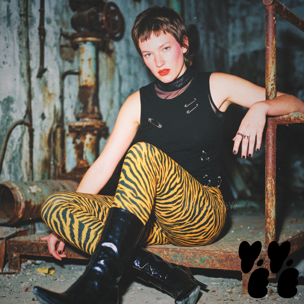Studio-yeye-Tiger-Animal-Print-Yellow-Mustard-Punk-Style-Leggings