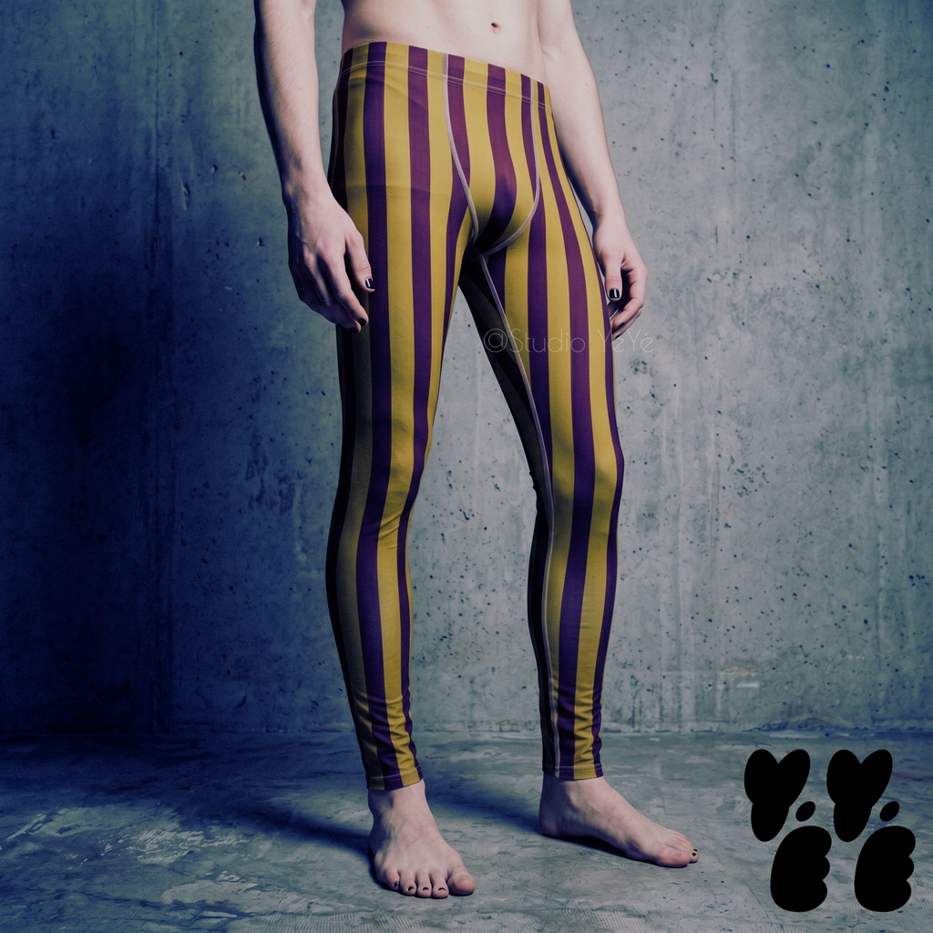 CIRCUS CIRCUS MENS Leggings - GOLD + BURGUNDY STRIPE