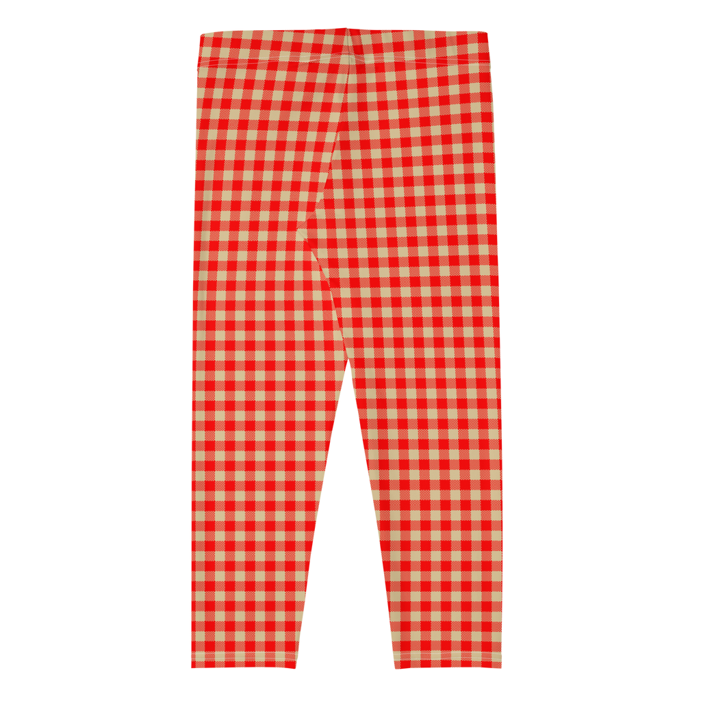 GINGAM LOVER Capri Leggings - Red and Cream white