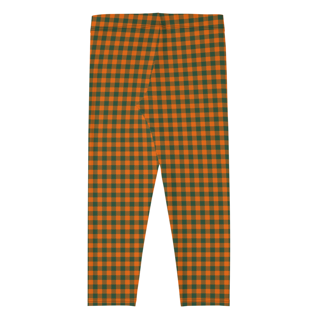 GINGAM LOVER Capri Leggings - Pumpkin and green