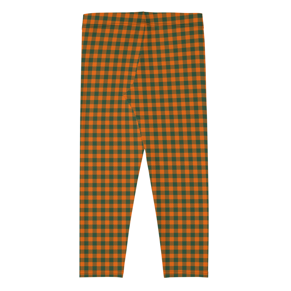 GINGAM LOVER Capri Leggings - Pumpkin and green