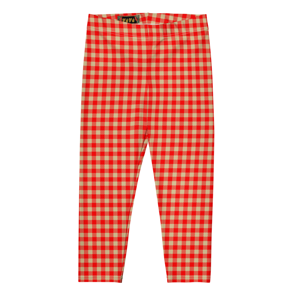 GINGAM LOVER Capri Leggings - Red and Cream white