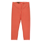 GINGAM LOVER Capri Leggings - Red and Cream white