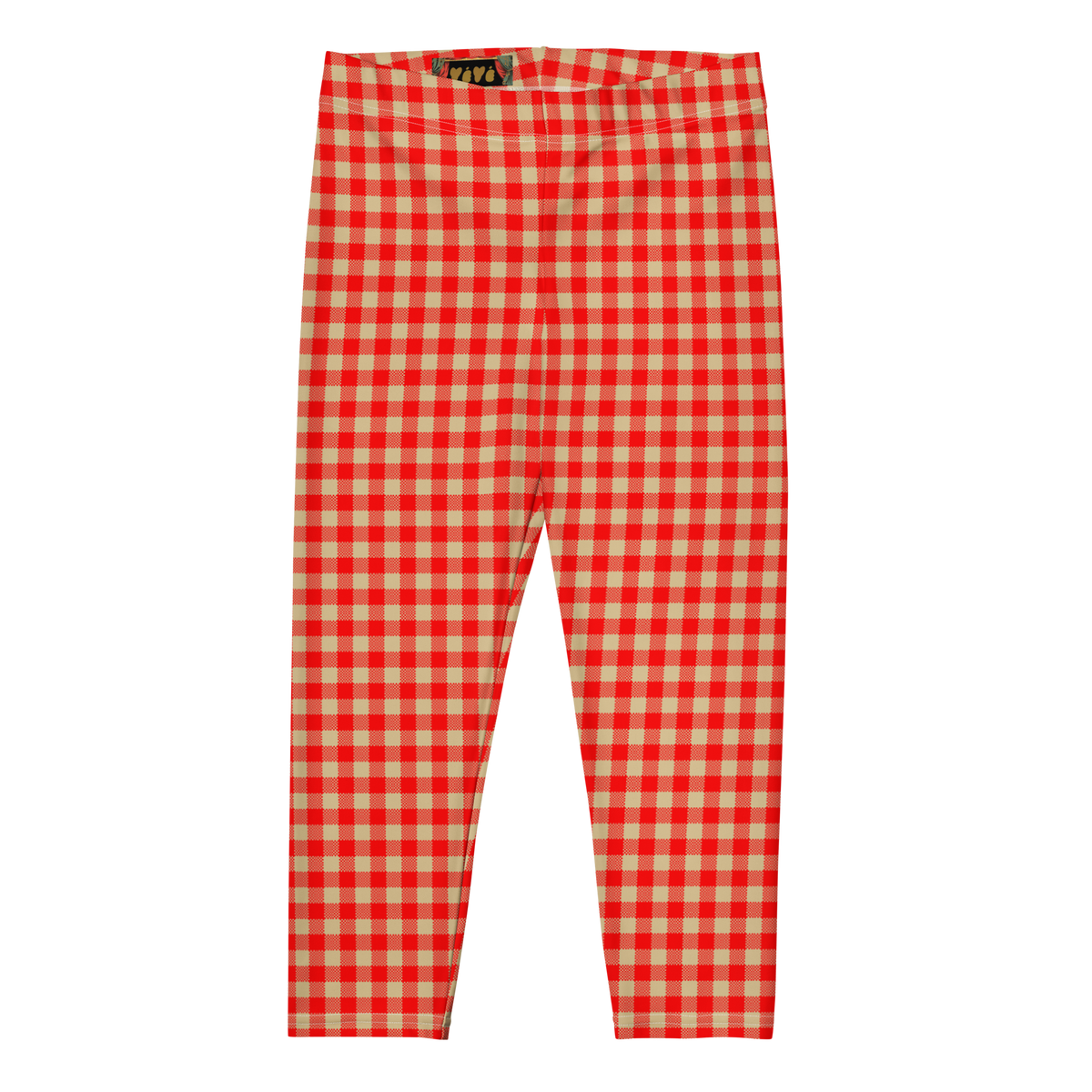 GINGAM LOVER Capri Leggings - Red and Cream white