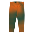 GINGAM LOVER Capri Leggings - Pumpkin and green