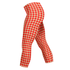 GINGAM LOVER Capri Leggings - Red and Cream white