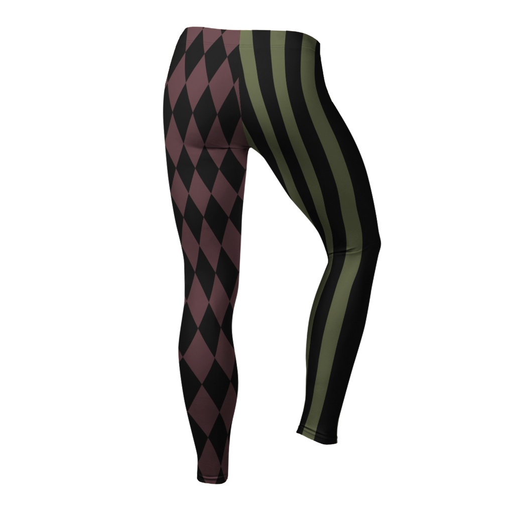 HARLEQUIN JESTER Leggings - OLIVE + OXBLOOD