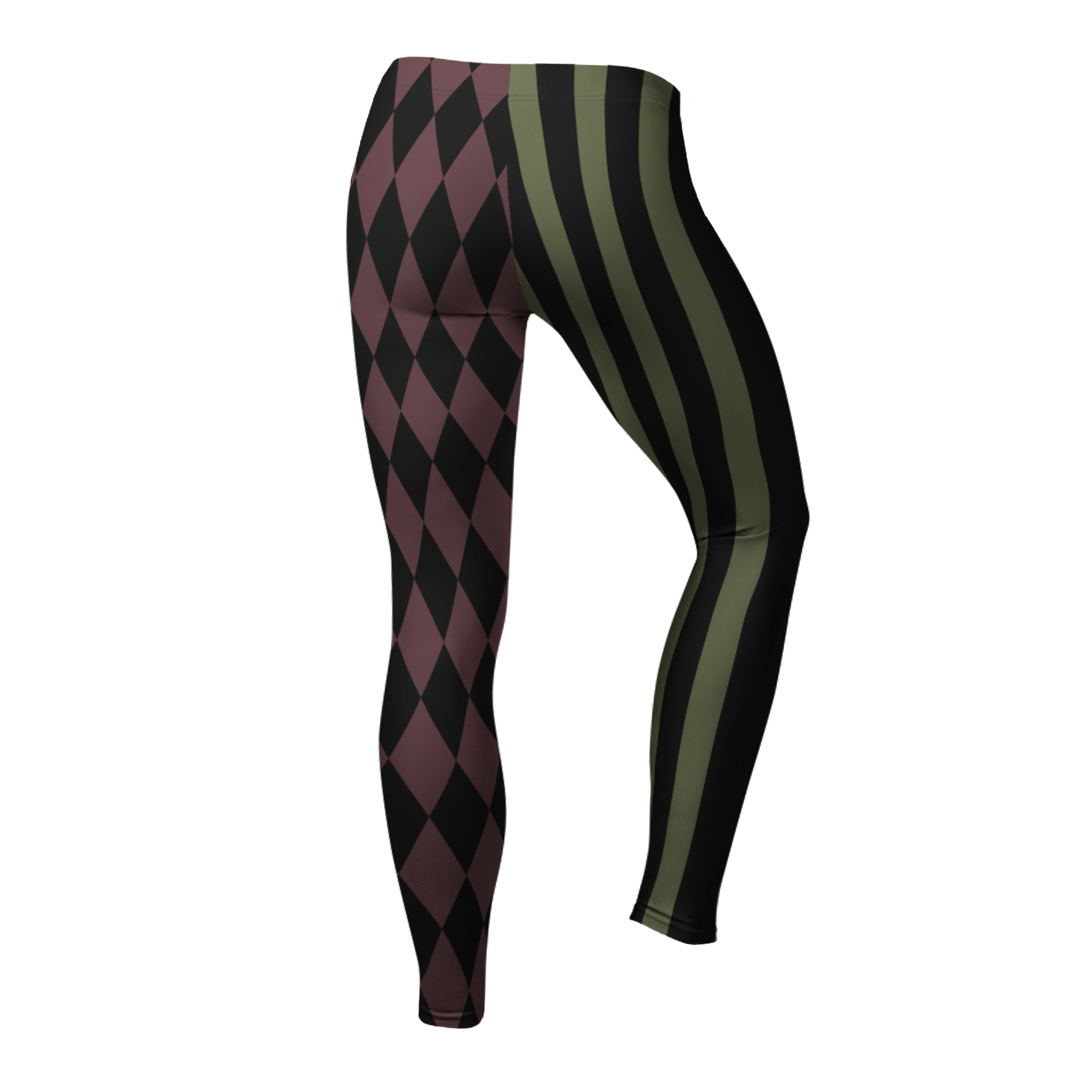 HARLEQUIN JESTER Leggings - OLIVE + OXBLOOD