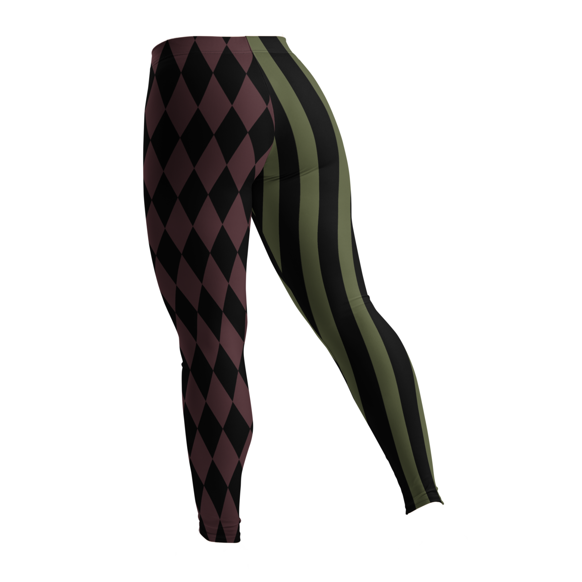 HARLEQUIN JESTER Leggings - OLIVE + OXBLOOD