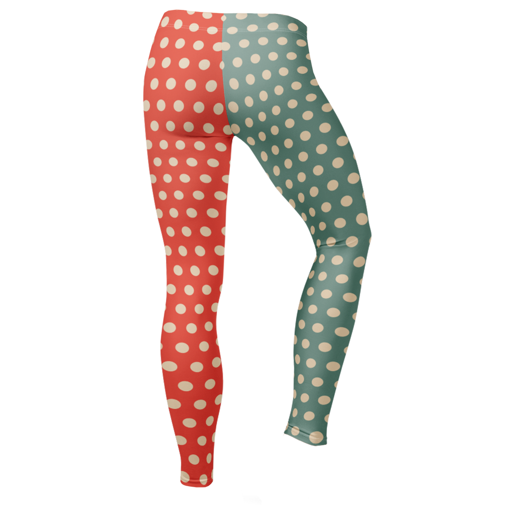 VINTAGE TOY CLOWN Polka Dot Leggings - VINTAGE ORANGE + PALE BLUE