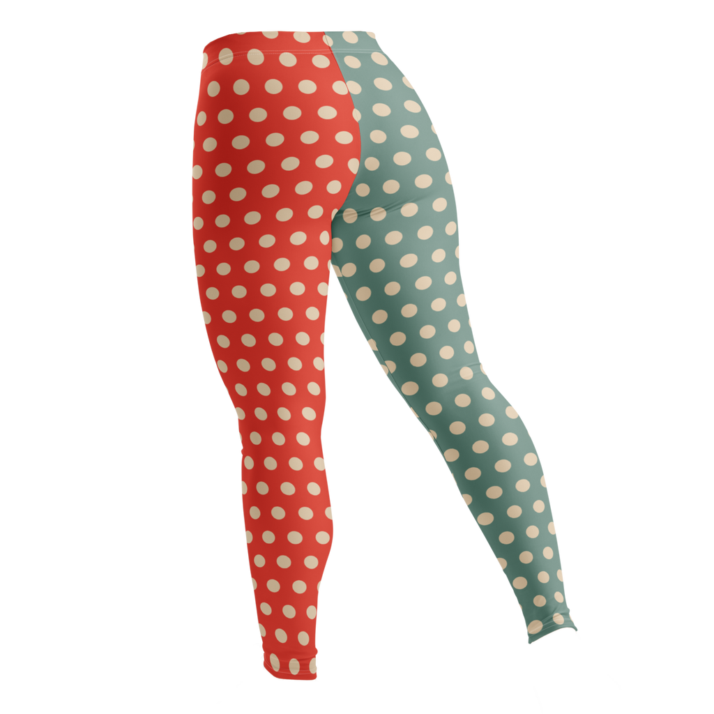 VINTAGE TOY CLOWN Polka Dot Leggings - VINTAGE ORANGE + PALE BLUE