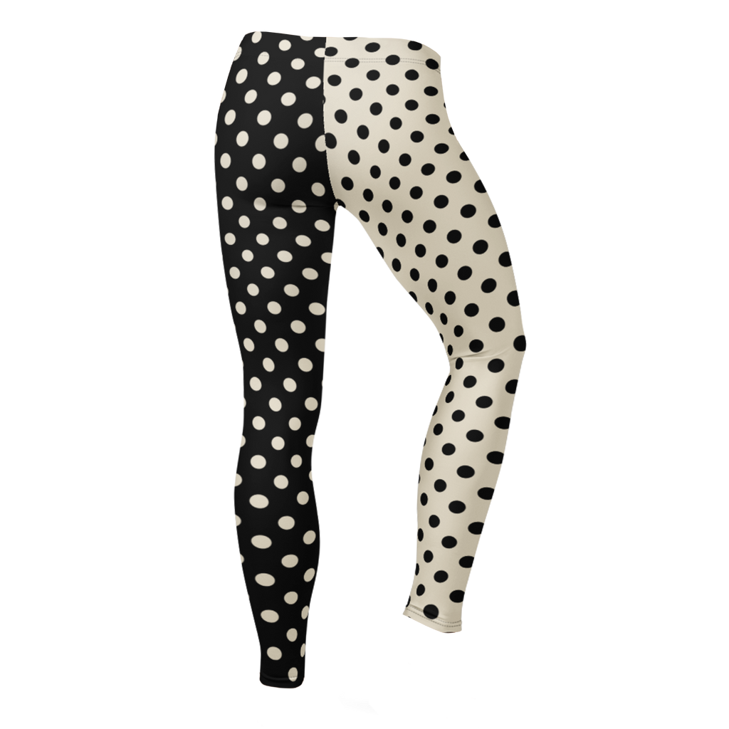 CLOWN POLKA DOT Leggings - BLACK AND VINTAGE WHITE