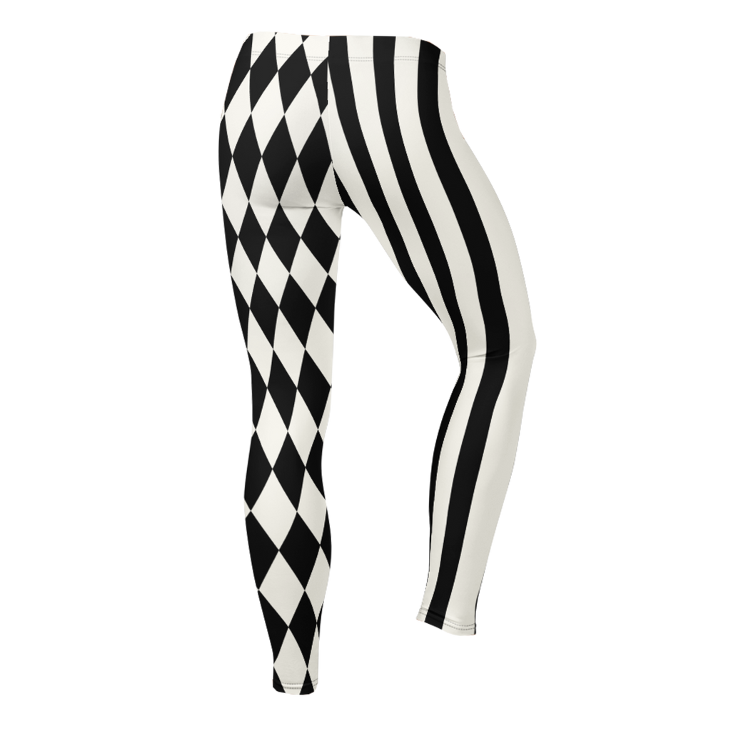 HARLEQUIN JESTER Leggings - BLACK AND WHITE