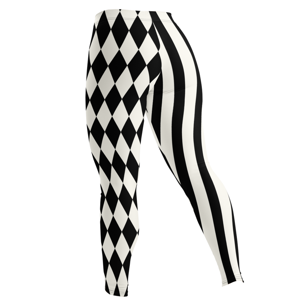 HARLEQUIN JESTER Leggings - BLACK AND WHITE