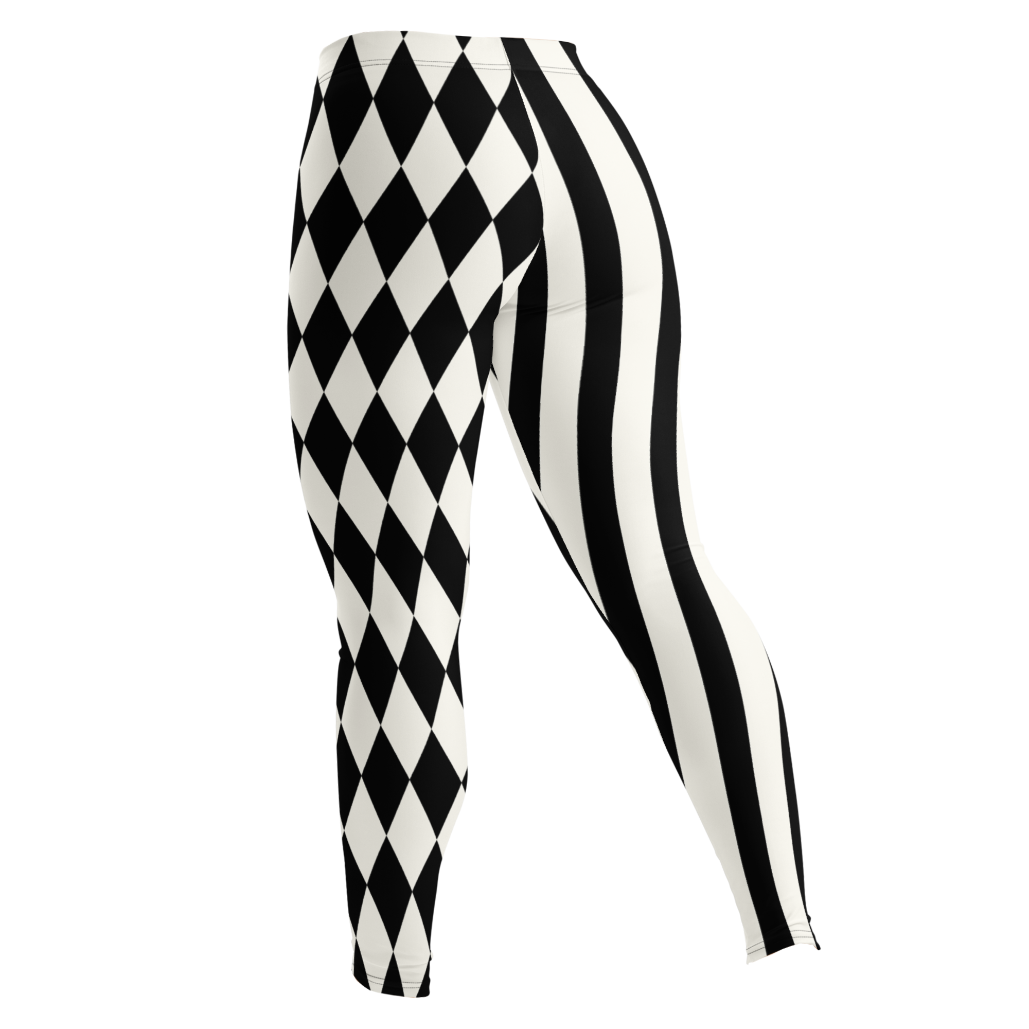 HARLEQUIN JESTER Leggings - BLACK AND WHITE