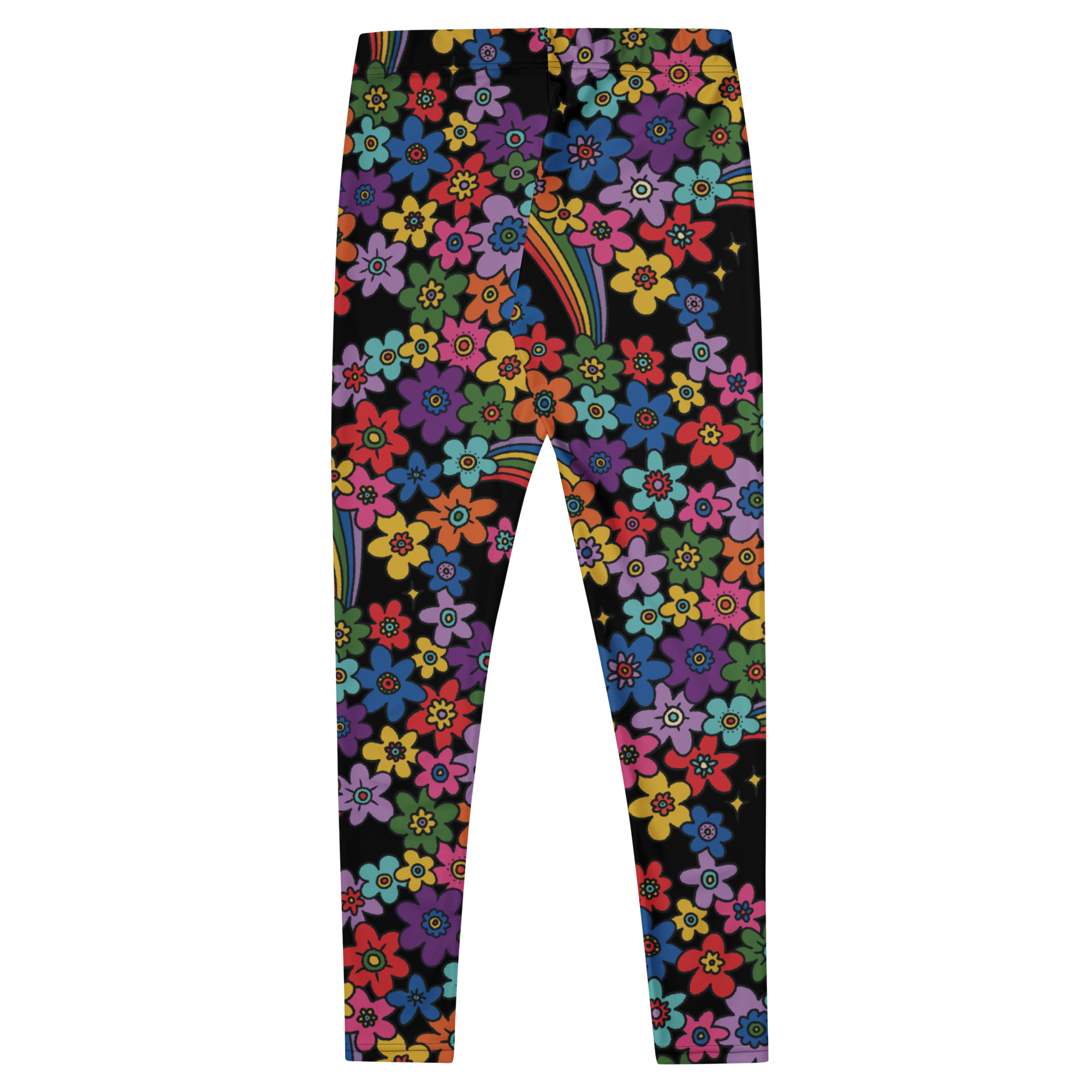 RAINBOW RETRO BLOOM - 60s Floral Print Leggings