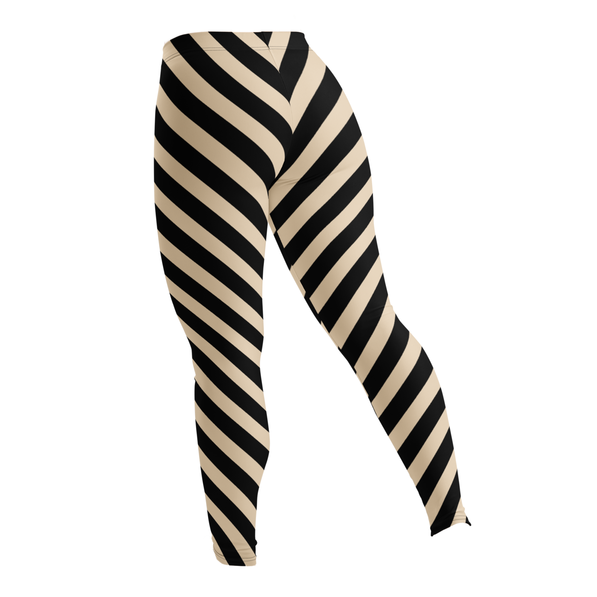 POST PUNK STRIPE Leggings - BEIGE X BLACK