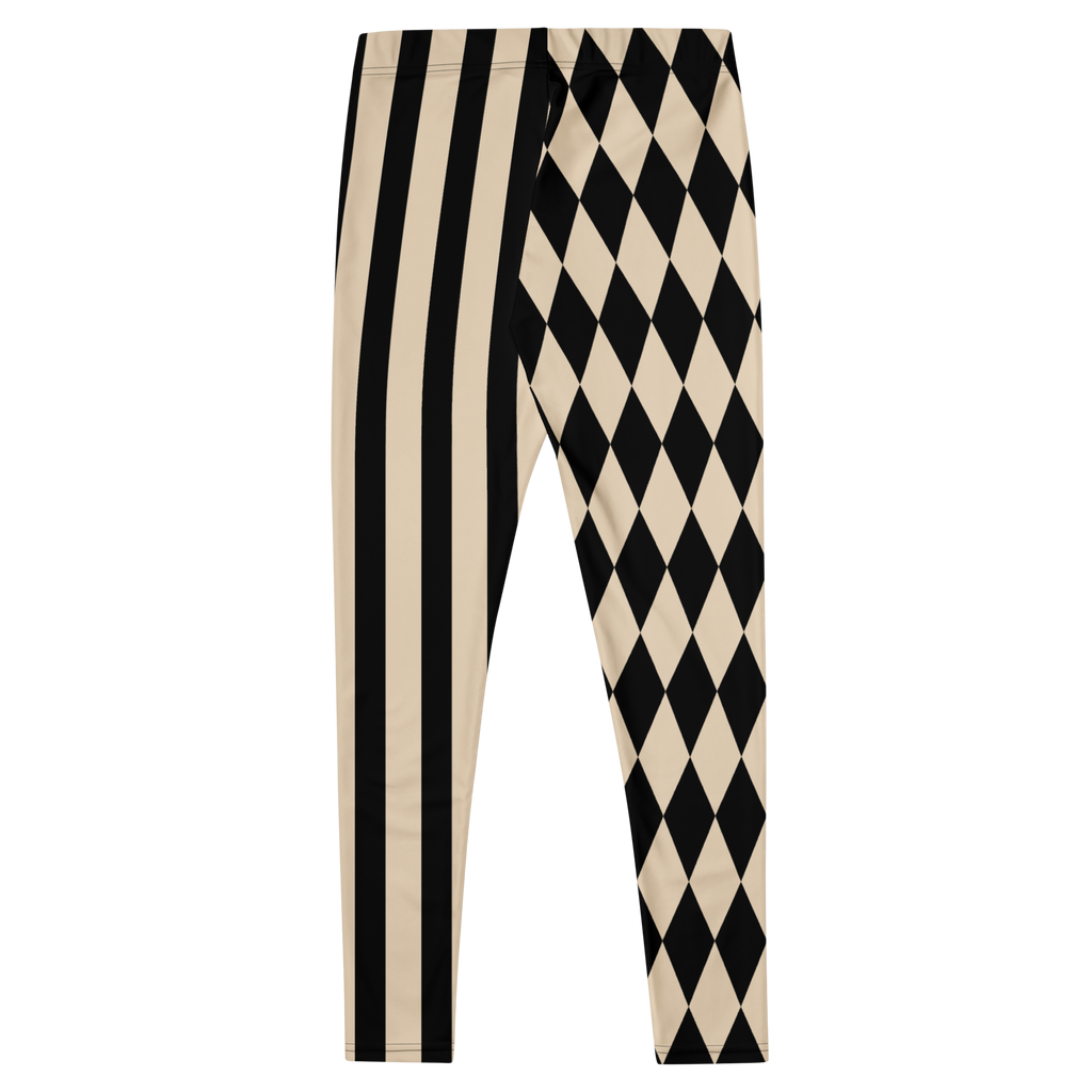 HARLEQUIN JESTER Leggings - WHITE + BLACK / BEIGE + BLACK