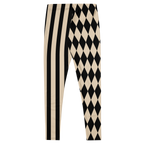 HARLEQUIN JESTER Leggings - WHITE + BLACK / BEIGE + BLACK