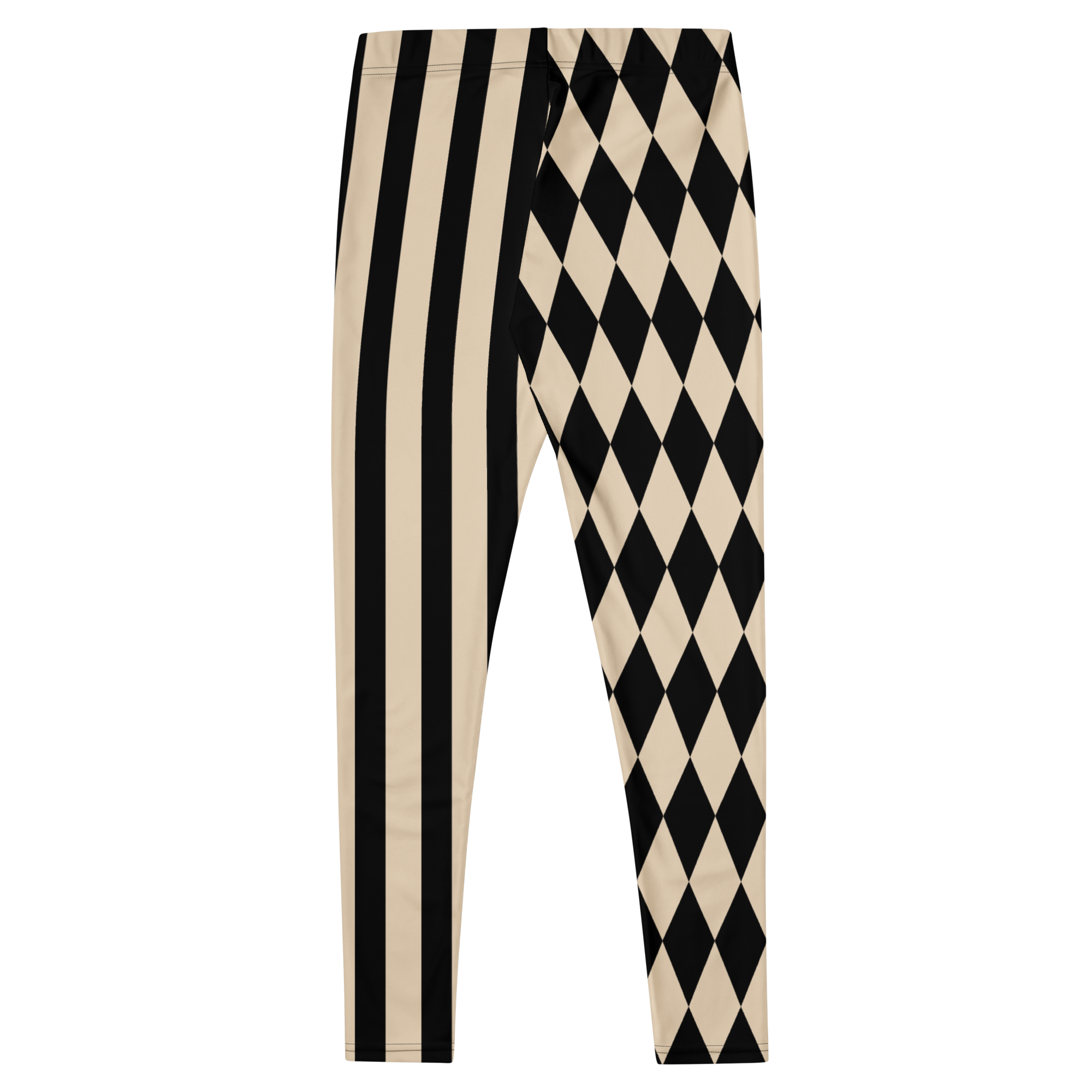 HARLEQUIN JESTER Leggings - WHITE + BLACK / BEIGE + BLACK