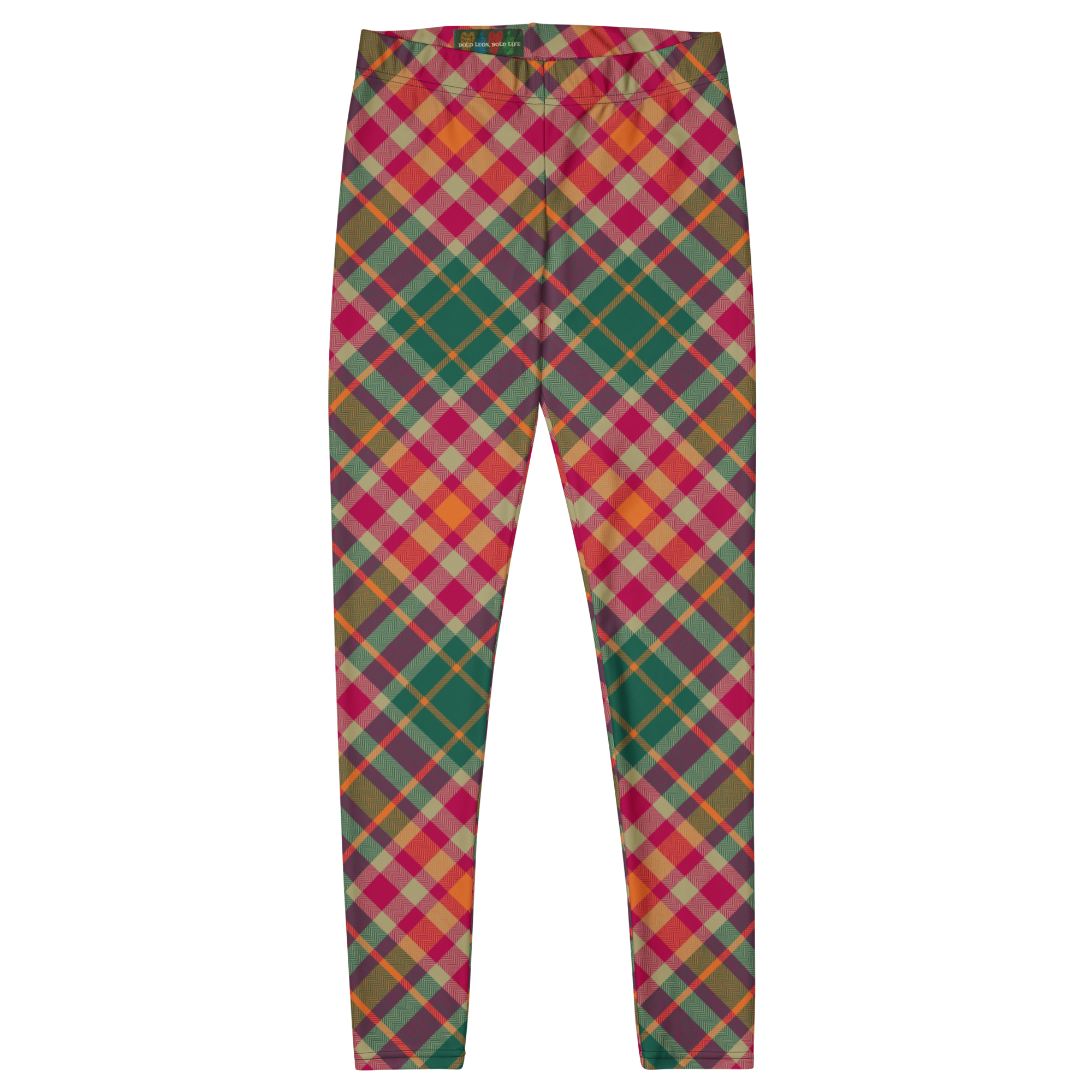 Leggings à carreaux - Rose et vert