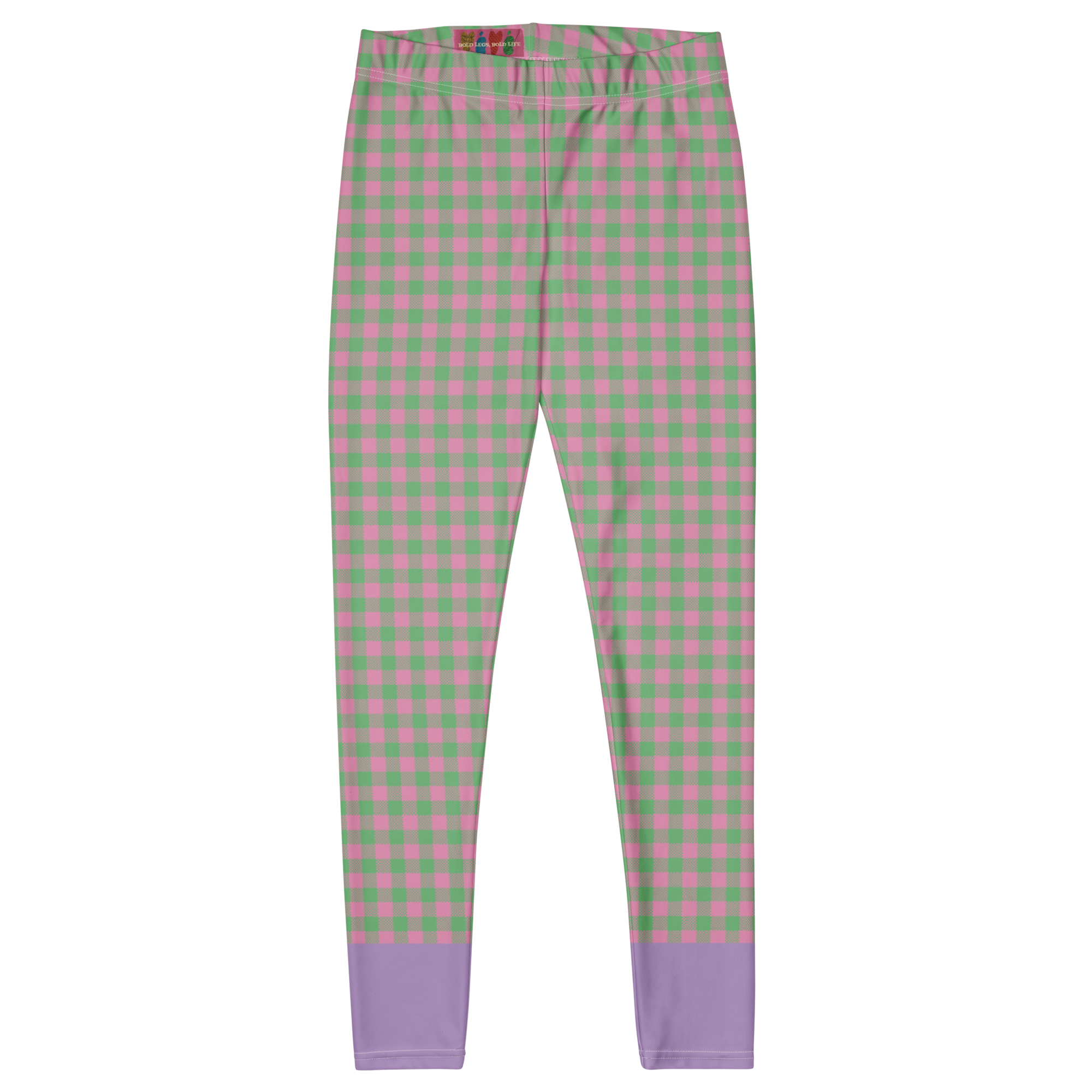 Leggings à carreaux vichy - Vert menthe + Rose pastel