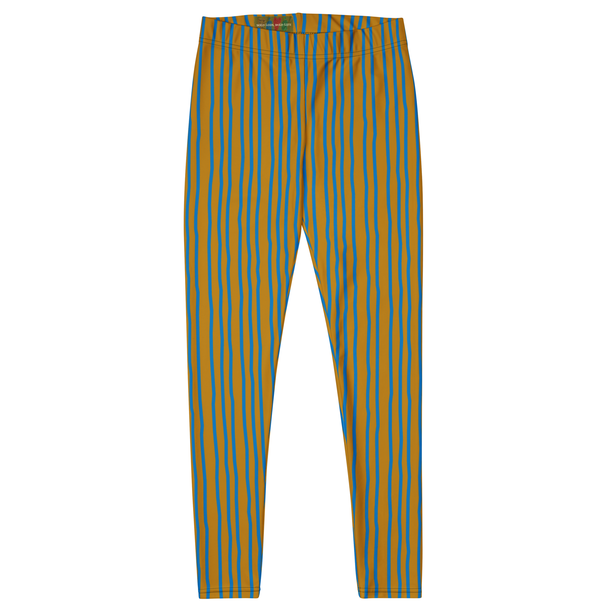 DOODLE STRIPE Leggings - MUSTARD + BLUE