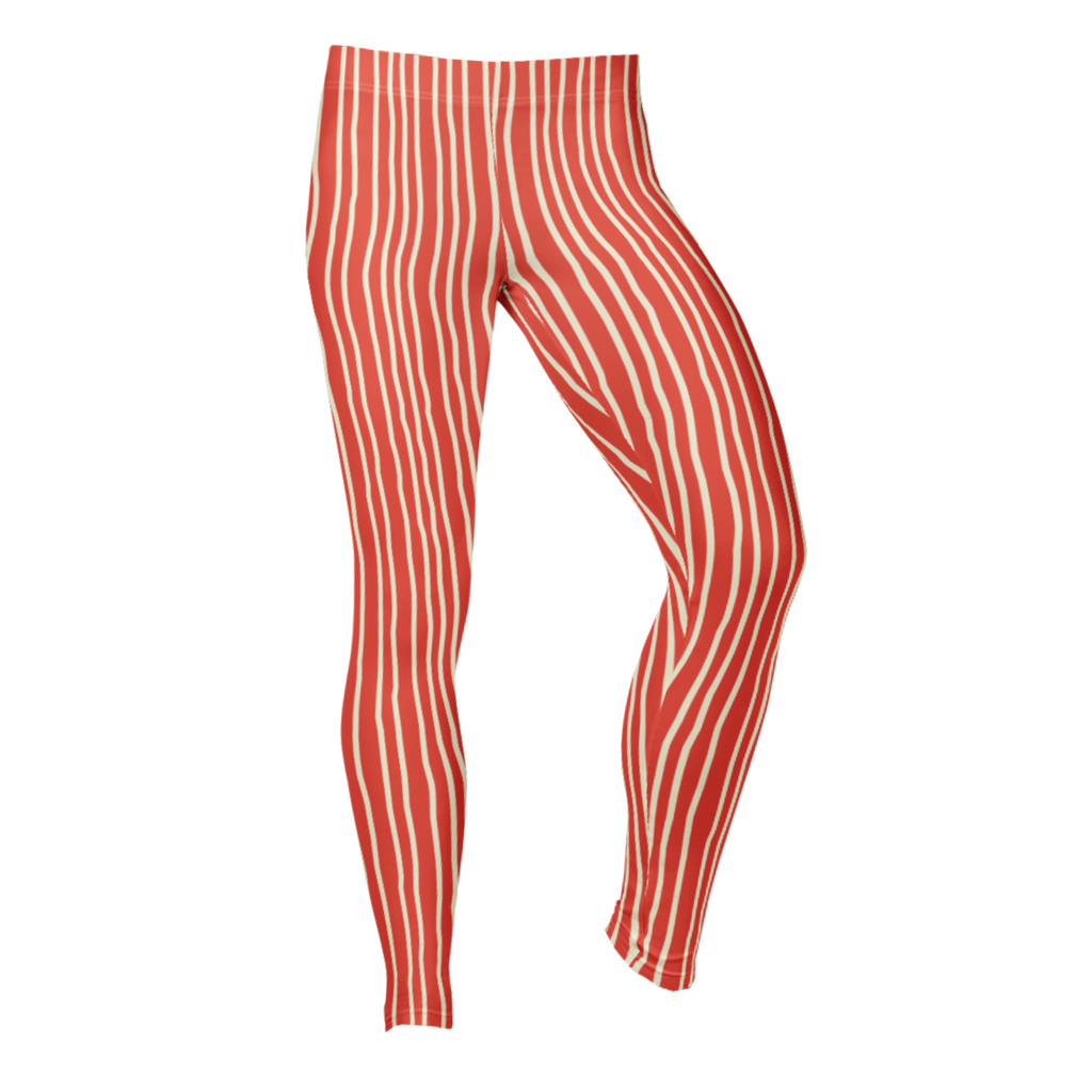 Leggings à rayures DOODLE - ROUGE + CRÈME
