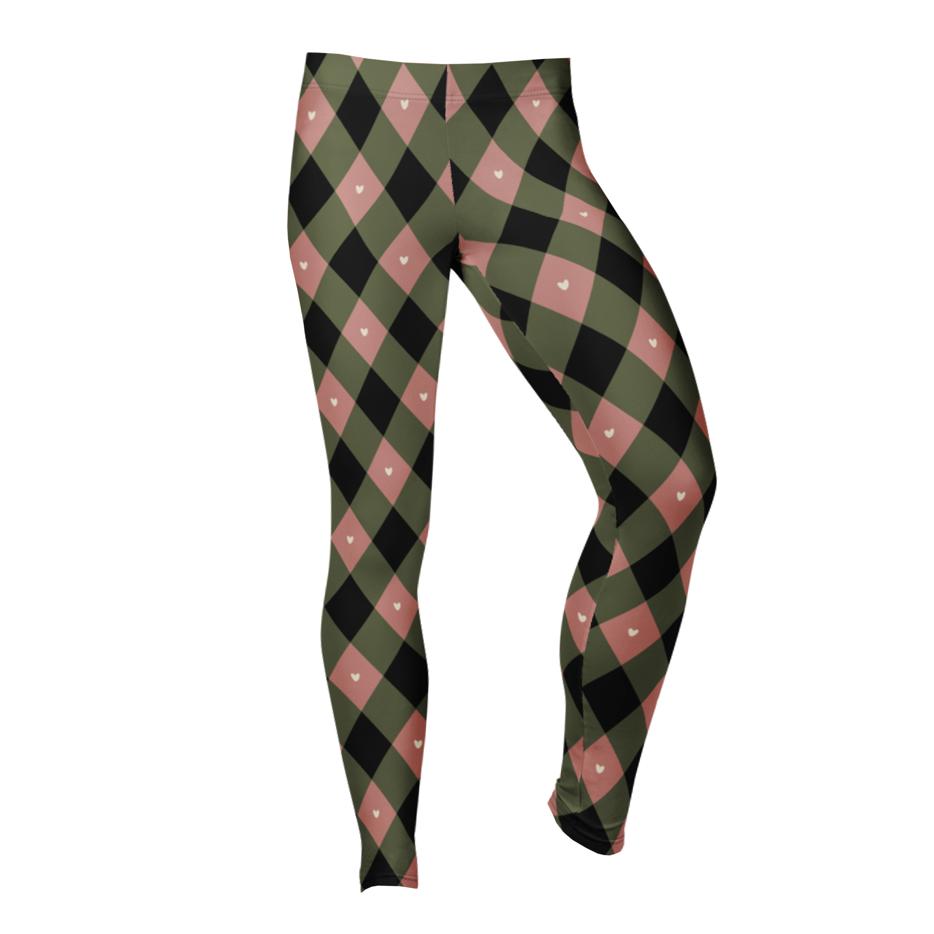 Leggings QUEEN OF HEARTS - Olive + Mauve