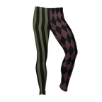 HARLEQUIN JESTER Leggings - OLIVE + OXBLOOD