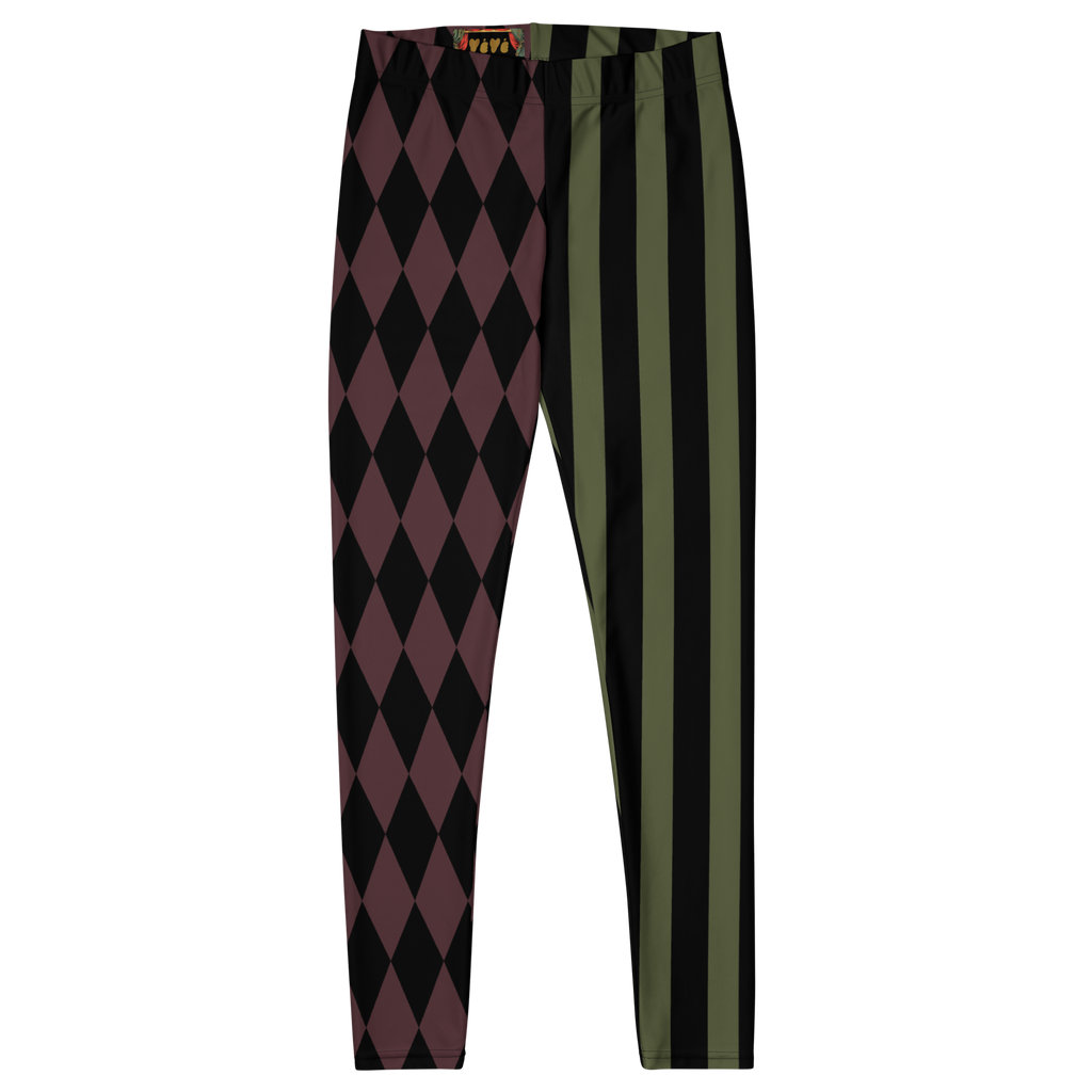 HARLEQUIN JESTER Leggings - OLIVE + OXBLOOD